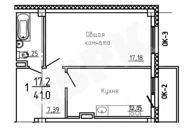 Купить 1 комнатную квартиру площадью 39 кв.м за 5600000 рублей